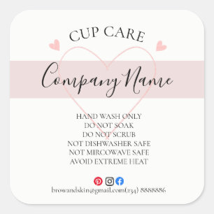 ADD YOUR LOGO cup CARE  STICKERS vinyl business