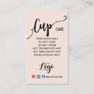ADD YOUR LOGO cup CARE vinyl business blush Card