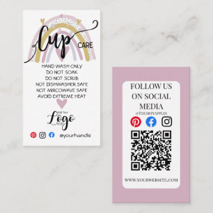 ADD YOUR LOGO cup CARE vinyl business rainbow Business Card