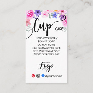 ADD YOUR LOGO cup CARE vinyl business watercolor Card