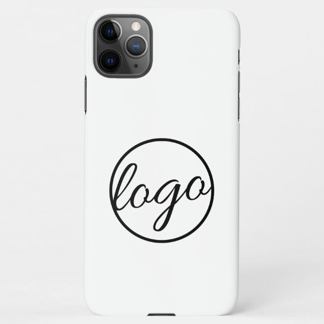 Add Your Logo Custom Black and White Business iPhone Case (Back)