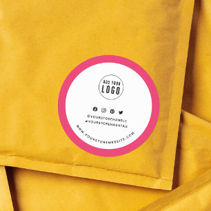 Add Your Logo Custom Border Social Media Branding Classic Round Sticker