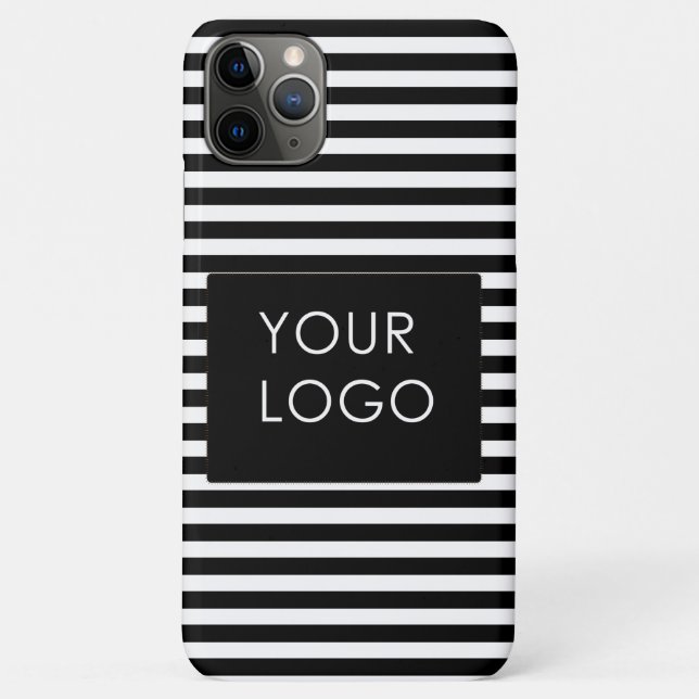 Add Your Logo Custom Business Chic Black Stripes   Case-Mate iPhone Case (Back)