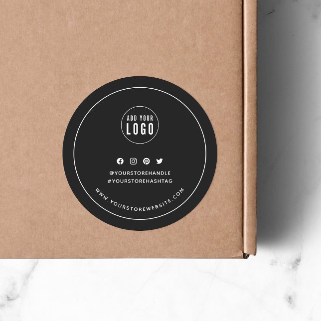 Add Your Logo Custom Colour Social Media Branding Classic Round Sticker (Creator Uploaded)