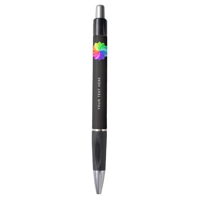 Add your Logo Custom Text Black Business Pen (Front Vertical)