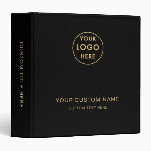 Add Your Logo Custom Text Black Gold Minimal Binder