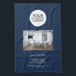 Add your Logo Custom Text Company Photo Blue Kitchen Towel<br><div class="desc">Add your Logo with a Custom Text Company Photo Promotion Blue Kitchen Towel. Add your photo,  logo and customize the text,  company name,  address and contact information. Business promotion or giveaway for your clients and business partners.</div>