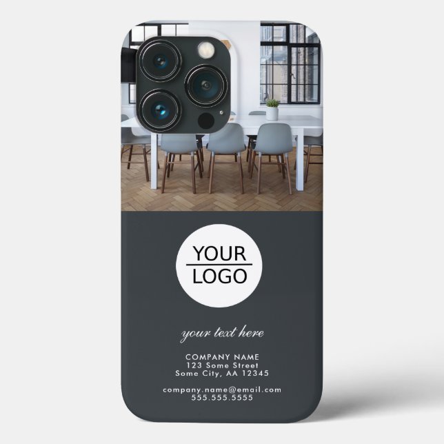 Add your Logo Custom Text Company Photo Grey  Case-Mate iPhone Case (Back)
