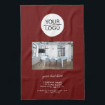 Add your Logo Custom Text Company Photo Grey Kitchen Towel<br><div class="desc">Add your Logo with a Custom Text Company Photo Promotion Red Kitchen Towel. Add your photo,  logo and customize the text,  company name,  address and contact information. Business promotion or giveaway for your clients and business partners.</div>