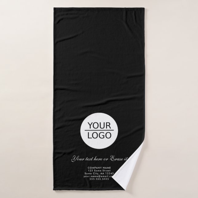 Add your Logo Custom Text Company Promotion Black Bath Towel (Bath Towel)