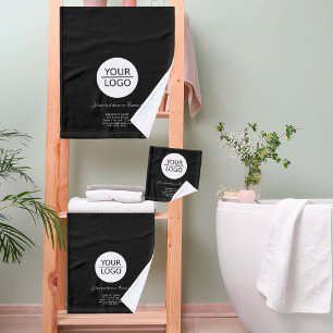 Add your Logo Custom Text Company Promotion Black  Bath Towel Set