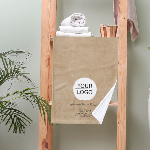 Add your Logo Custom Text Company Rustic Hand Towel