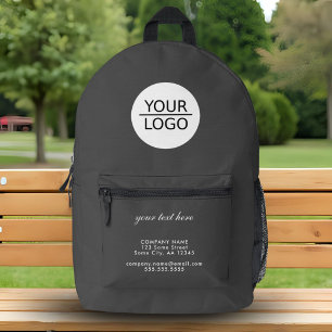 Add your Logo Custom Text Grey Company Printed Backpack