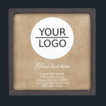 Add your Logo Custom Text Old Paper Promotion Gift Box<br><div class="desc">Add your Logo Custom Text Old Paper Promotion Gift Box. Beige old paper background and white text. Insert your logo into the template and customize the text,  company name,  address and contact information. Business promotional or giveaway for your clients and business partners.</div>