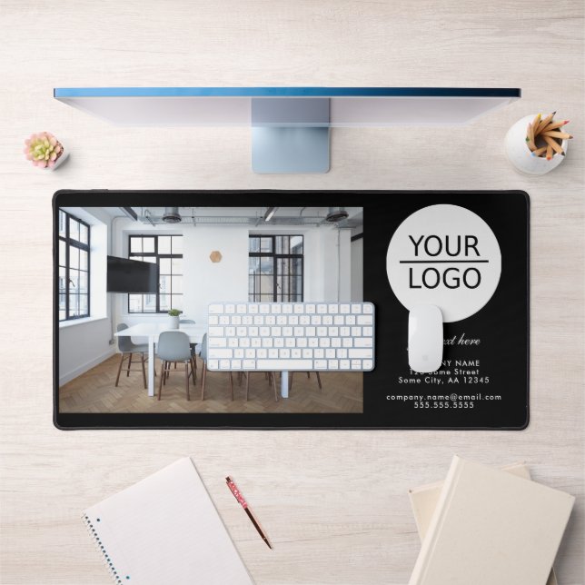 Add your Logo Custom Text Photo Company  Desk Mat (Office 1)