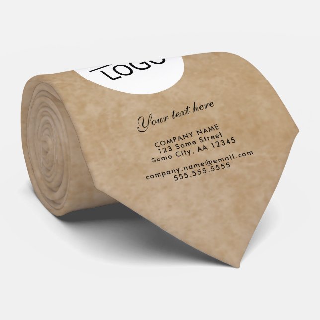 Add your Logo Custom Text Rustic Beige Promotion  Tie (Rolled)
