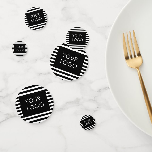 Add Your Logo Customizable Business Black Stripe   Confetti (Group)
