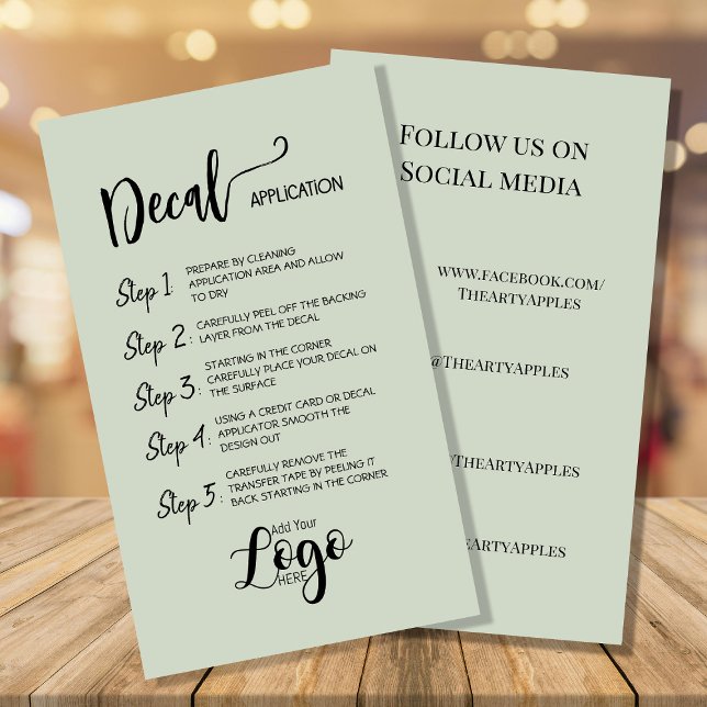 Add Your Logo – Decal Application Care Cards  (Creator Uploaded)