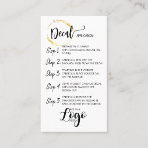 ADD YOUR LOGO decal application CARE CARDS vinyl