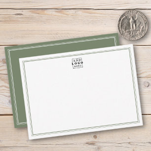 Add Your Logo Double Border Sage Green Business Card