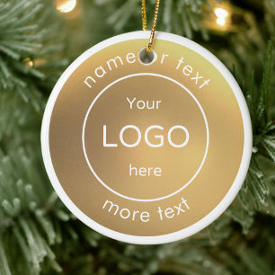 Add your logo green Business Christmas Ornament