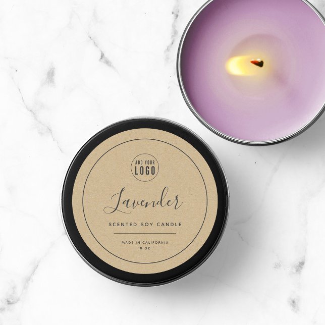 Add Your Logo Grey Border Kraft Product Label (Creator Uploaded)