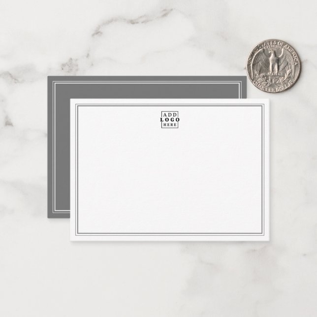 Add Your Logo Grey Double Border Business Card (Front/Back In Situ)