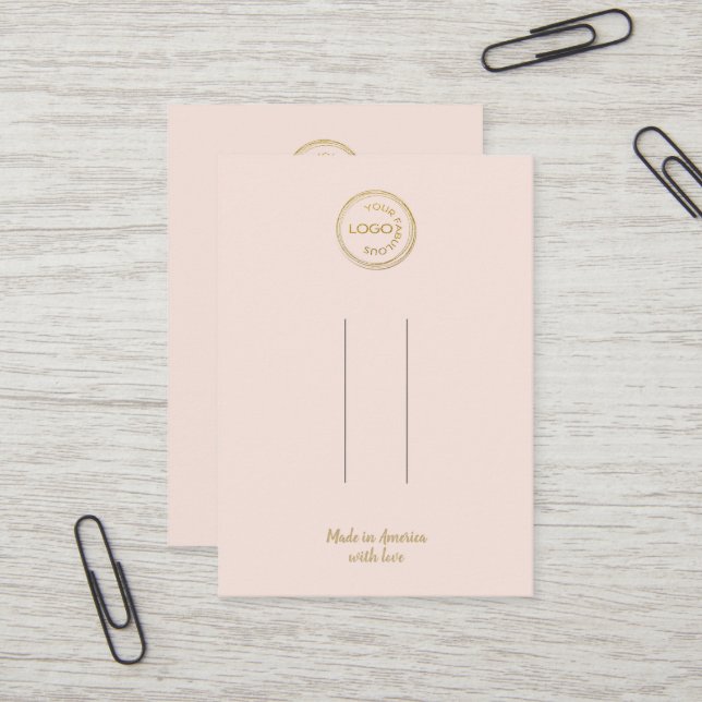 Add Your Logo Hair Clip Barrette Display Blush Business Card (Front/Back In Situ)