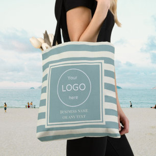 Add your logo here company business striped tote bag