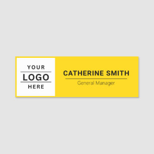 Add Your Logo Here for Business Employee Yellow Name Tag