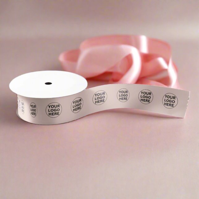 Add Your Logo Here l Professional Blush Pink Brand Satin Ribbon (Creator Uploaded)