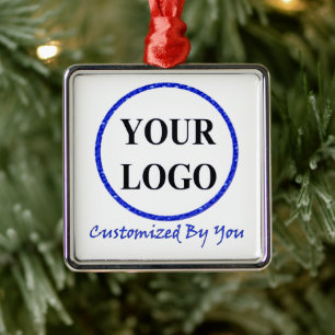 Add Your Logo Here Minimal Modern Engaged  Metal Ornament
