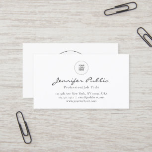 Add Your Logo Here Modern Elegant White Simple Business Card