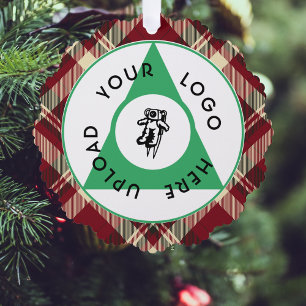 Add Your Logo Holiday Plaid Ornament Card