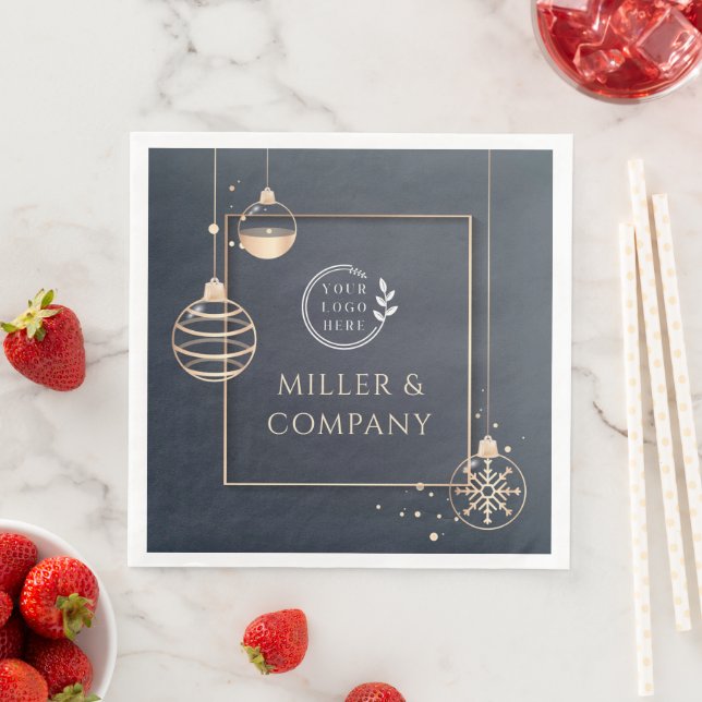 Add Your Logo Holidays Christmas Corporate Modern Napkin (Insitu)