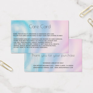 Add your logo Holographic Jewellery Care Card