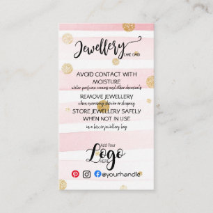 ADD YOUR LOGO jewellery CARE CARDS small business 