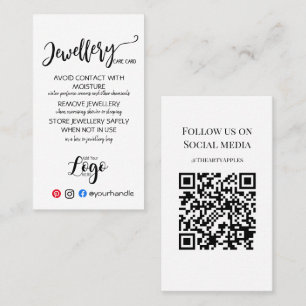 ADD YOUR LOGO jewellery CARE CARDS UK