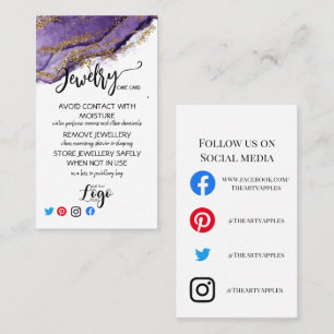 ADD YOUR LOGO jewellery CARE CARDS UK