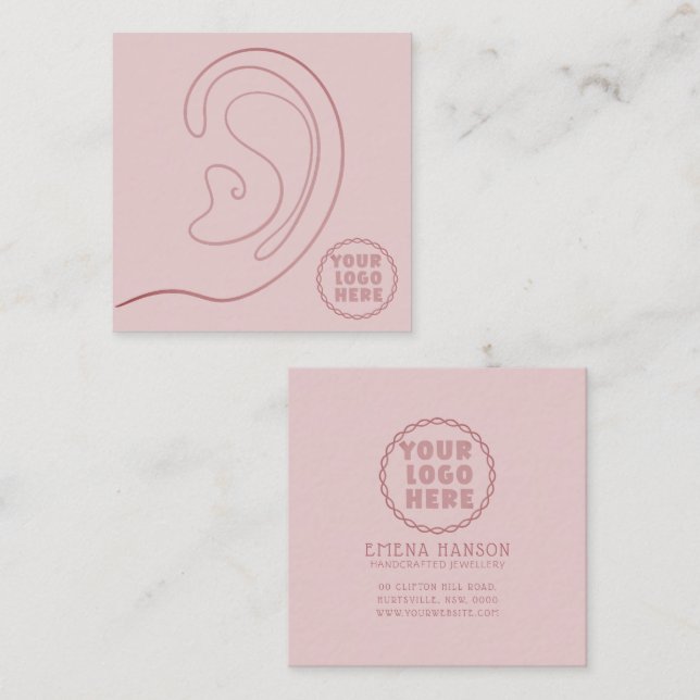 Add Your Logo jewellery Earrings Pink Display Card (Front/Back)