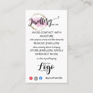 ADD YOUR LOGO jewelry CARE CARDS small business