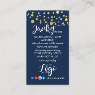 ADD YOUR LOGO jewelry CARE CARDS small US blue