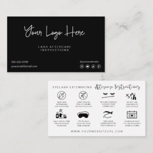 Add your logo lash aftercare instructions cards