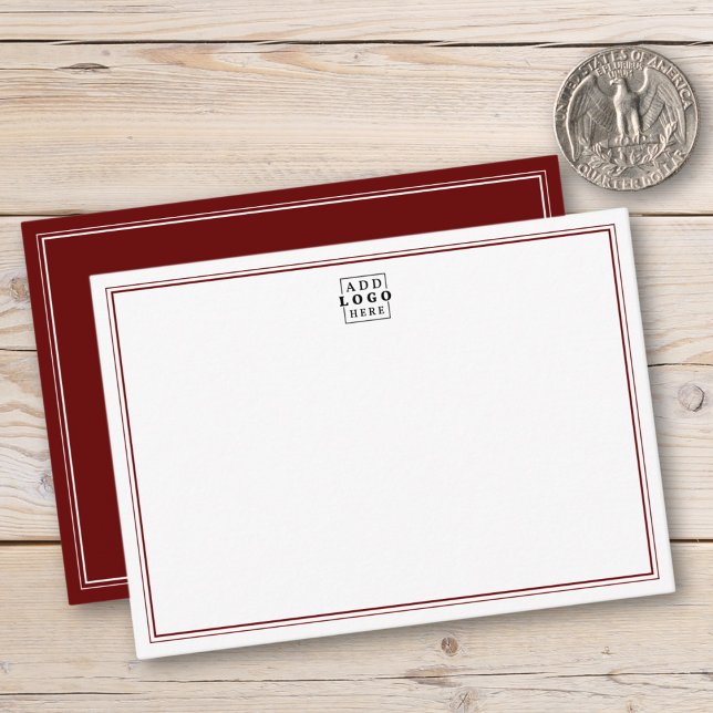 Add Your Logo Maroon Double Border Business Card (Creator Uploaded)