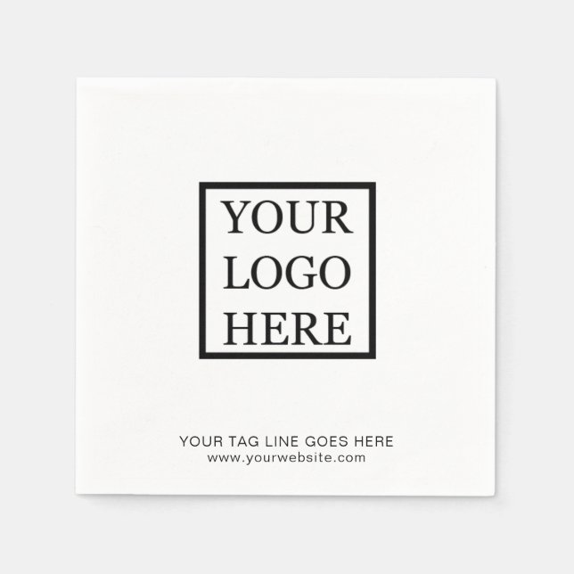 Add Your Logo Minimalist Black and White Business Napkin (Front)