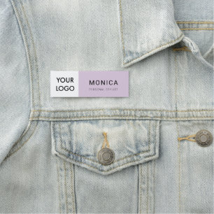 Add Your Logo   Minimalist Pastel Purple Name Tag