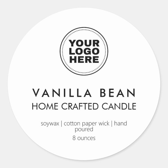 Add Your Logo Modern Homemade Candle Product Label (Front)