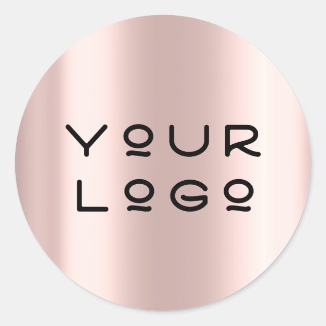 Add Your Logo Modern Metallic Minimalism Rose Classic Round Sticker (Front)