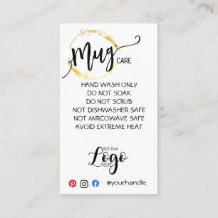 ADD YOUR LOGO mug CARE CARDS vinyl gold business