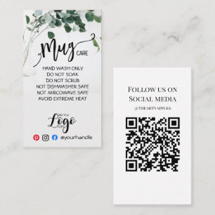 ADD YOUR LOGO mug CARE vinyl business eucalyptus Card